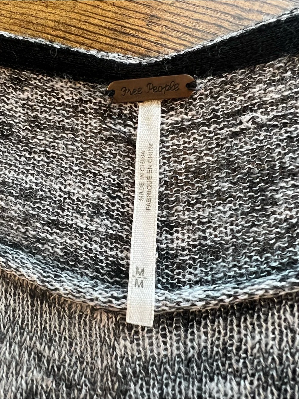 Free People Light Bright High Low Linen Knit Tunic Gray Pockets Medium